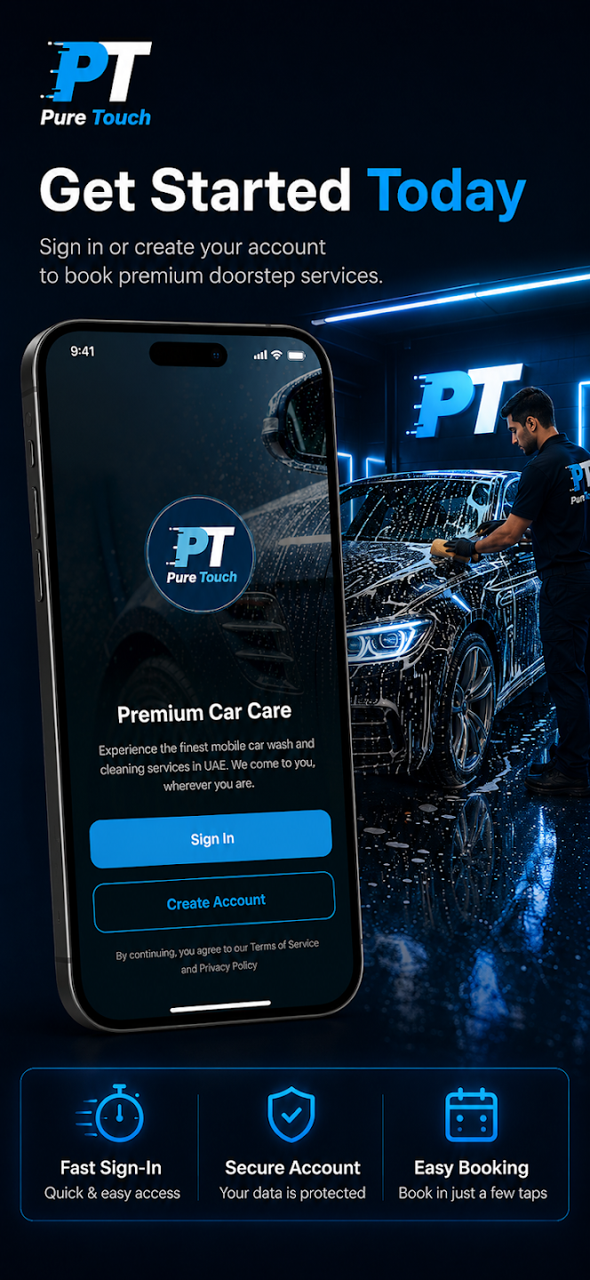 Pure Touch app screen - Get Started
